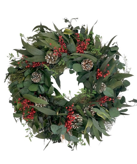 Snow Pinecone Holiday Wreath