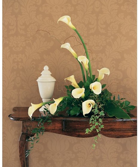 White Callas Expression - Symapthy Cremation Floral Arrangement