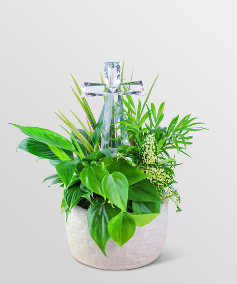 Crystal Cross Memorial Dish Garden