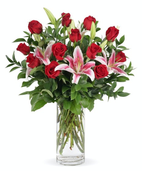 Enchanted Roses & Lilies - Select rose color