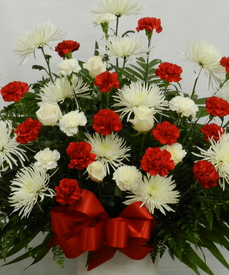 Funeral Basket White & Red