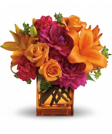 hot magenta and citrus toned summer arrangement