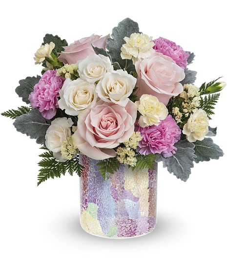 pastel flowers with mosaic vase