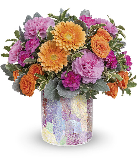 orange and pink flower arrangement