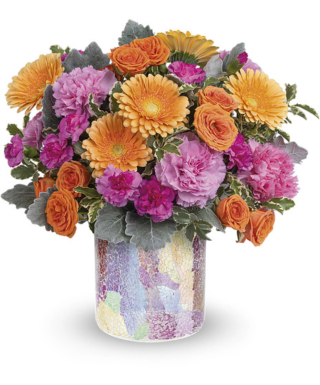 orange and pink flower arrangement