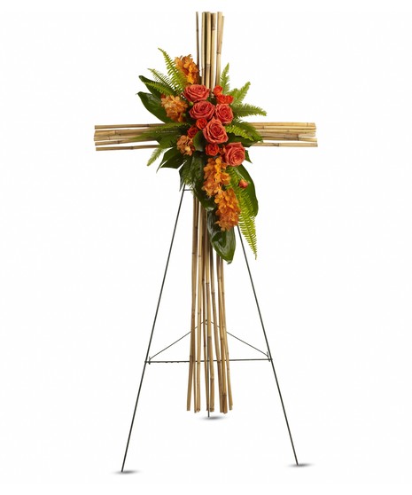 Premium Floral Funeral Cross for Memorial or Service